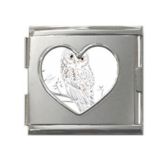 Owl Bird Wildlife Bird Of Prey Mega Link Heart Italian Charm (18mm)