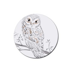 Owl Bird Wildlife Bird Of Prey Rubber Coaster (Round)