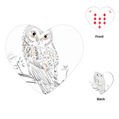 Owl Bird Wildlife Bird Of Prey Playing Cards Single Design (Heart)