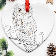 Owl Bird Wildlife Bird Of Prey Heart Ornament (Two Sides)