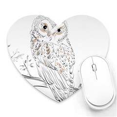 Owl Bird Wildlife Bird Of Prey Heart Mousepad by Modalart