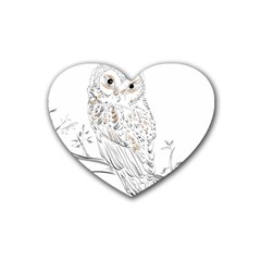 Owl Bird Wildlife Bird Of Prey Rubber Coaster (Heart)