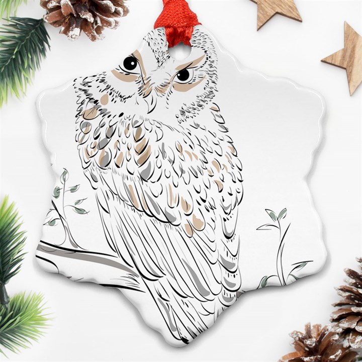 Owl Bird Wildlife Bird Of Prey Ornament (Snowflake)