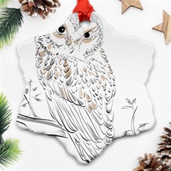 Owl Bird Wildlife Bird Of Prey Snowflake Ornament (Two Sides)