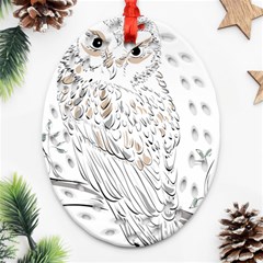 Owl Bird Wildlife Bird Of Prey Oval Filigree Ornament (two Sides) by Modalart