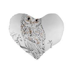 Owl Bird Wildlife Bird Of Prey Standard 16  Premium Heart Shape Cushions