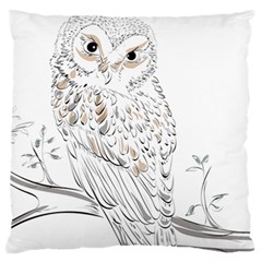 Owl Bird Wildlife Bird Of Prey Large Premium Plush Fleece Cushion Case (One Side)