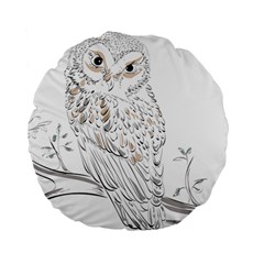 Owl Bird Wildlife Bird Of Prey Standard 15  Premium Flano Round Cushions