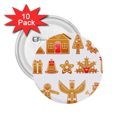 Gingerbread Food Snack Seasonal 2 25  Buttons (10 Pack)  by Modalart