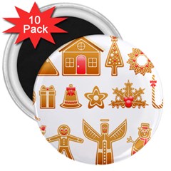 Gingerbread Food Snack Seasonal 3  Magnets (10 Pack)  by Modalart