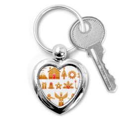 Gingerbread Food Snack Seasonal Key Chain (heart) by Modalart