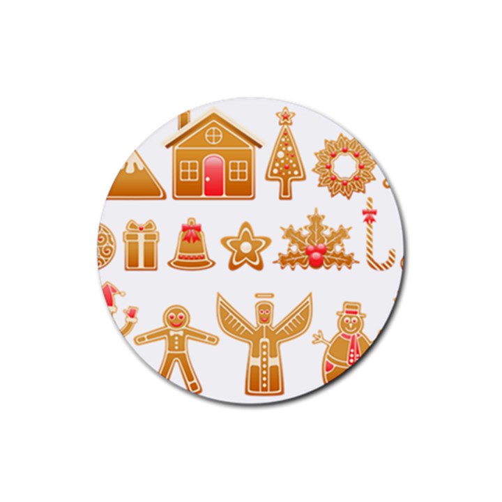 Gingerbread Food Snack Seasonal Rubber Coaster (Round)