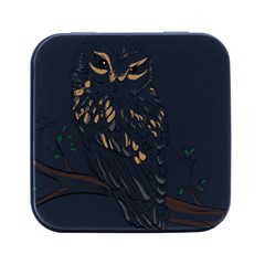 Owl Bird Wildlife Bird Of Prey Square Metal Box (black) by Modalart