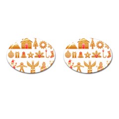 Gingerbread Food Snack Seasonal Cufflinks (oval) by Modalart