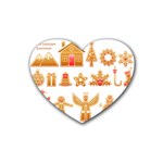 Gingerbread Food Snack Seasonal Rubber Coaster (Heart) Front