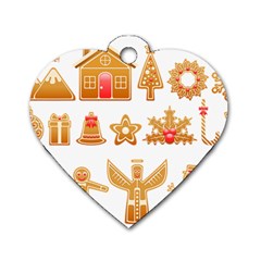 Gingerbread Food Snack Seasonal Dog Tag Heart (two Sides) by Modalart