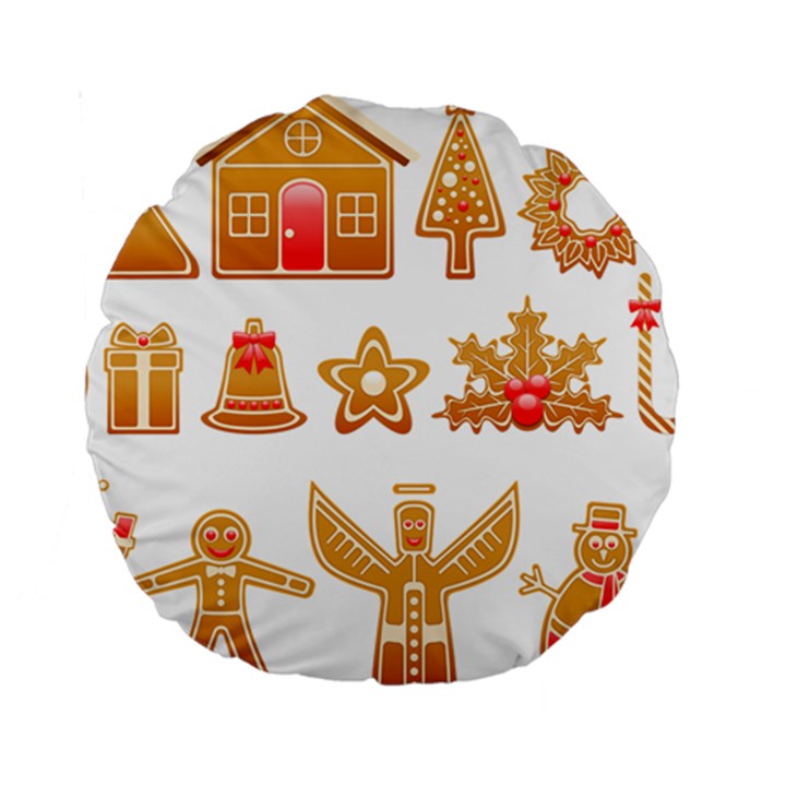 Gingerbread Food Snack Seasonal Standard 15  Premium Round Cushions