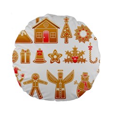 Gingerbread Food Snack Seasonal Standard 15  Premium Flano Round Cushions by Modalart