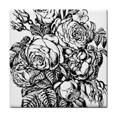 Roses Bouquet Flowers Sketch Tile Coaster by Modalart