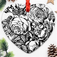 Roses Bouquet Flowers Sketch Ornament (heart) by Modalart