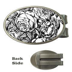 Roses Bouquet Flowers Sketch Money Clips (oval)  by Modalart