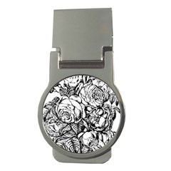 Roses Bouquet Flowers Sketch Money Clips (round)  by Modalart