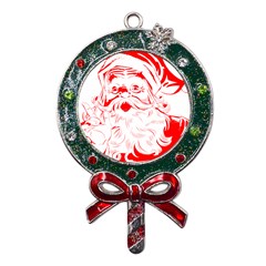 Santa Claus Red Christmas Metal X mas Lollipop With Crystal Ornament by Modalart