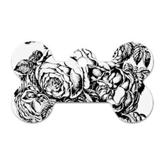 Roses Bouquet Flowers Sketch Dog Tag Bone (two Sides) by Modalart