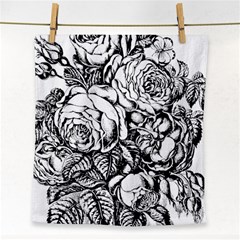 Roses Bouquet Flowers Sketch Face Towel by Modalart