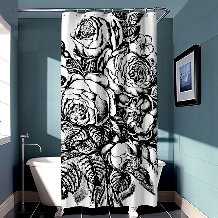 Roses Bouquet Flowers Sketch Shower Curtain 36  x 72  (Stall) 