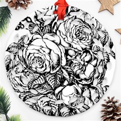 Roses Bouquet Flowers Sketch Ornament (round Filigree) by Modalart