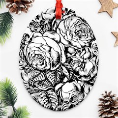 Roses Bouquet Flowers Sketch Ornament (oval Filigree) by Modalart