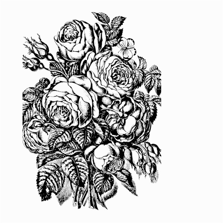 Roses Bouquet Flowers Sketch Large Garden Flag (Two Sides)