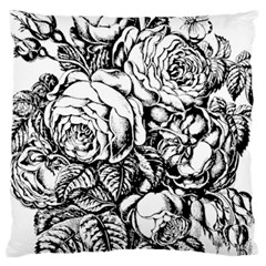 Roses Bouquet Flowers Sketch Large Cushion Case (one Side) by Modalart