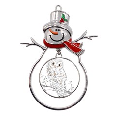 Owl Bird Wildlife Bird Of Prey Metal Snowman Ornament by Modalart