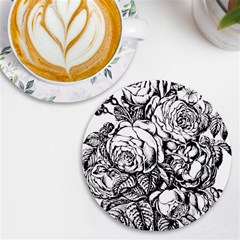 Roses Bouquet Flowers Sketch Uv Print Round Tile Coaster by Modalart