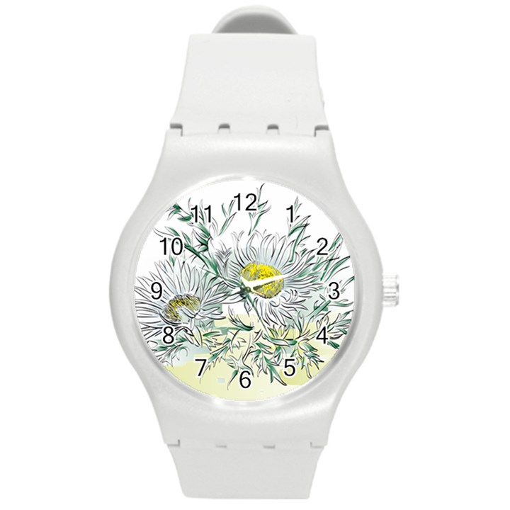 Thistle Alpine Flower Flower Plant Round Plastic Sport Watch (M)