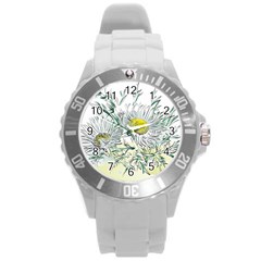 Thistle Alpine Flower Flower Plant Round Plastic Sport Watch (l) by Modalart