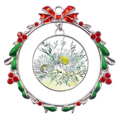 Thistle Alpine Flower Flower Plant Metal X mas Wreath Ribbon Ornament by Modalart