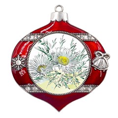 Thistle Alpine Flower Flower Plant Metal Snowflake And Bell Red Ornament by Modalart