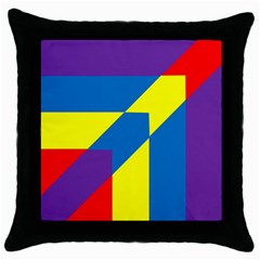 Colorful Red Yellow Blue Purple Throw Pillow Case (black) by Grandong