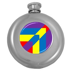 Colorful Red Yellow Blue Purple Round Hip Flask (5 Oz) by Grandong