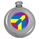 Colorful Red Yellow Blue Purple Round Hip Flask (5 oz) Front