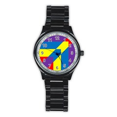 Colorful Red Yellow Blue Purple Stainless Steel Round Watch by Grandong