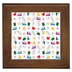 Snail Butterfly Pattern Seamless Framed Tile by Bedest