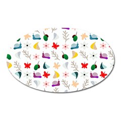 Snail Butterfly Pattern Seamless Oval Magnet by Bedest