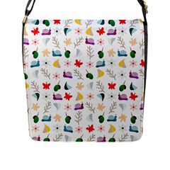 Snail Butterfly Pattern Seamless Flap Closure Messenger Bag (l) by Bedest