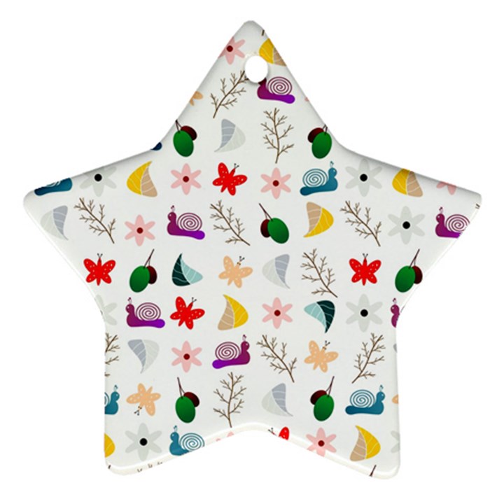 Snail Butterfly Pattern Seamless Star Ornament (Two Sides)