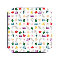 Snail Butterfly Pattern Seamless Square Metal Box (black)