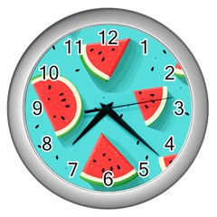 Watermelon Fruit Slice Wall Clock (silver) by Bedest